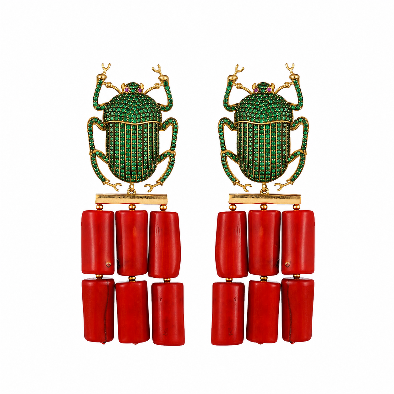PHARAOH CORAL EARRINGS